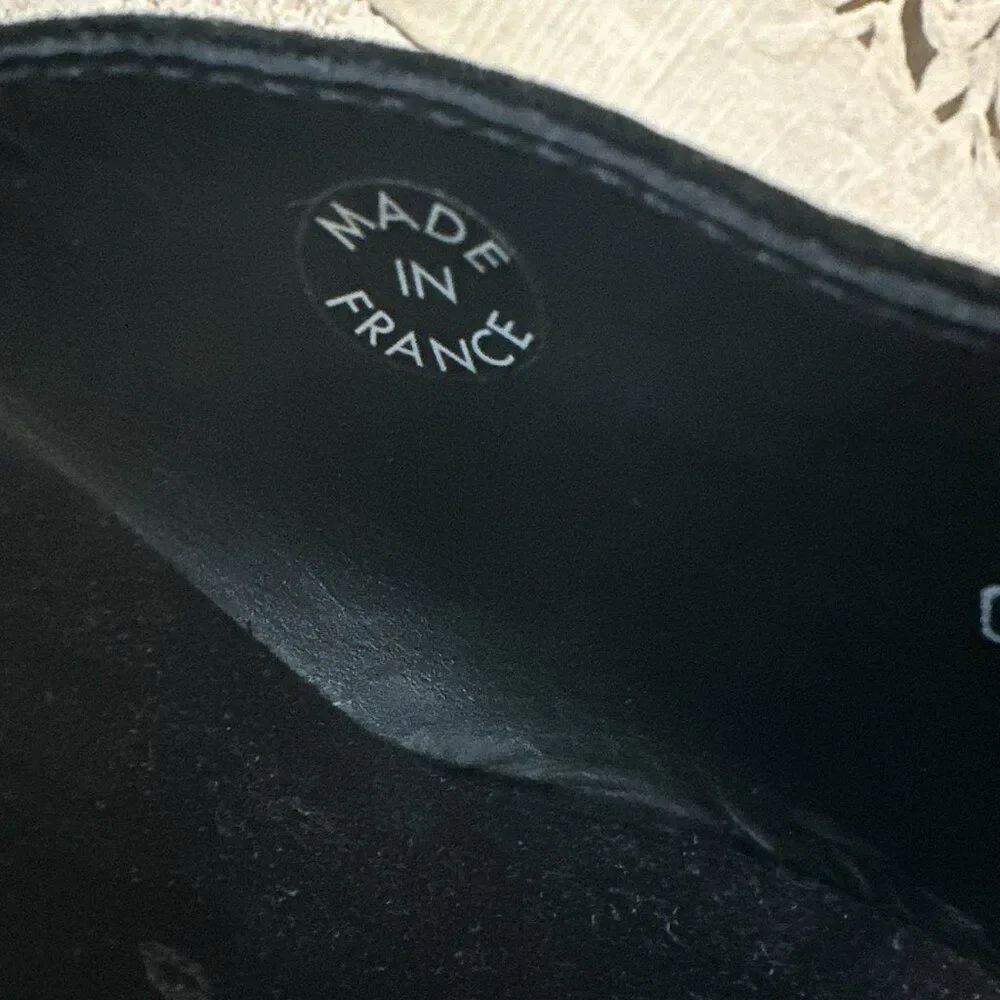 Mephisto Black Leather Nubuck Wedge Slip On Sandal Womens sz EU 40 US 10 Comfort